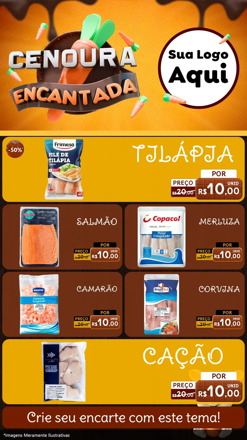 Modelo de TV para TV Vertical com o tema Cenoura Encantada - Páscoa para Peixaria