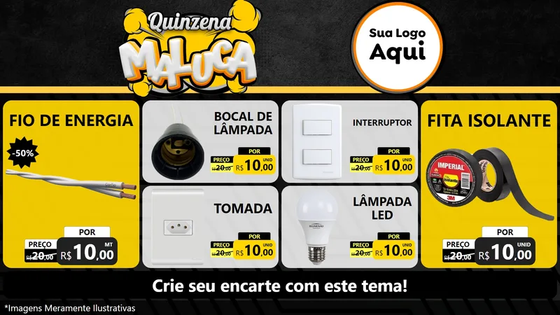 Modelo de TV para TV Horizontal com o tema Quinzena Maluca para Materiais Elétricos