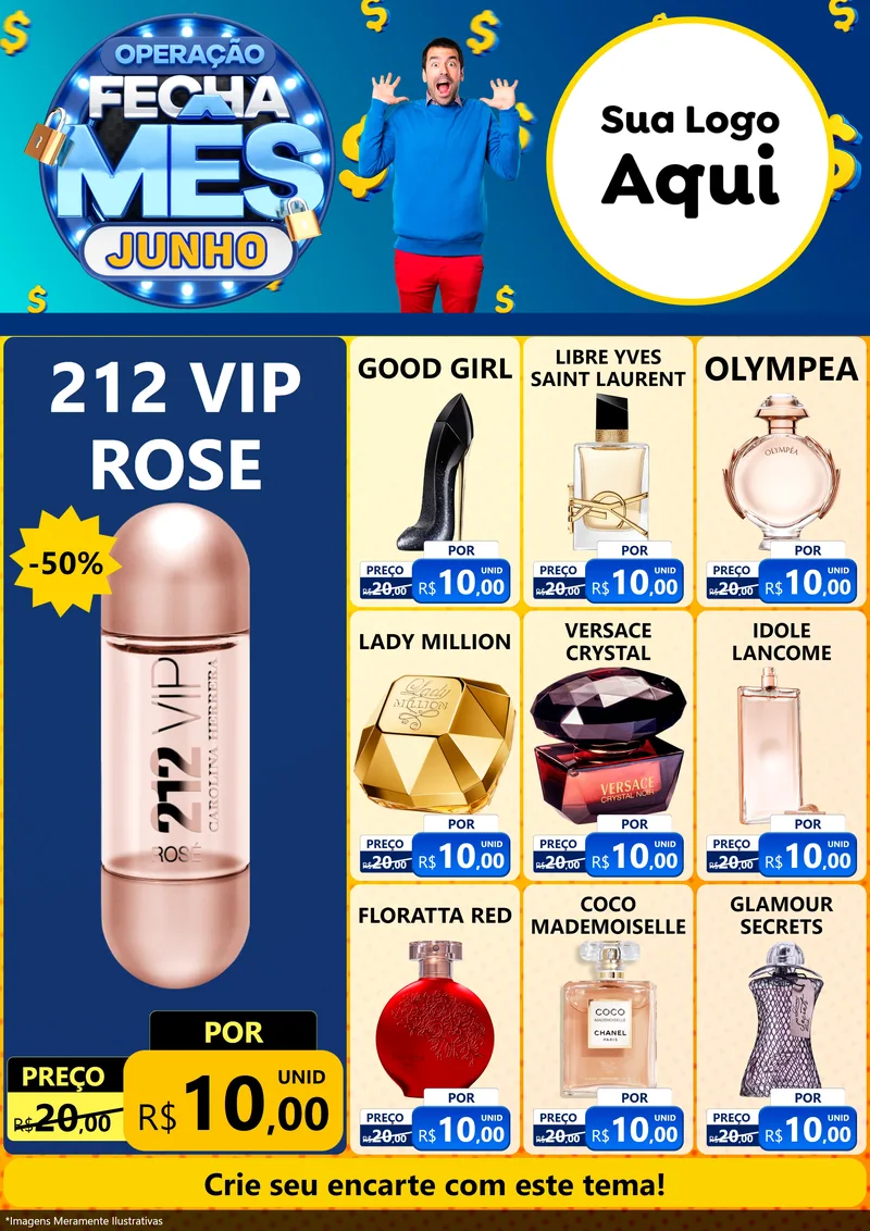 Modelo de Encarte para Encarte A4 Vertical com o tema Operação Fecha Mês, Junho para Perfumes
