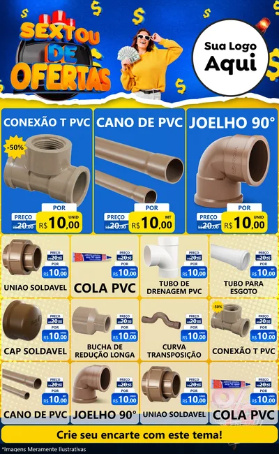 Modelo de Encarte para Encarte Grande com o tema Sextou de Ofertas para Tubos e conexões