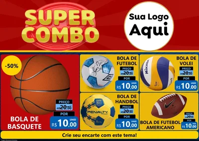 Modelo de Encarte para Encarte A4 Horizontal com o tema Super Combo para Artigos Esportivos