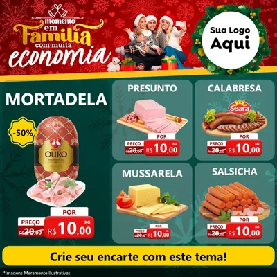 Modelo de Rede Social para Feed Facebook com o tema Momento em Família (Natal) para Frios e Laticínios