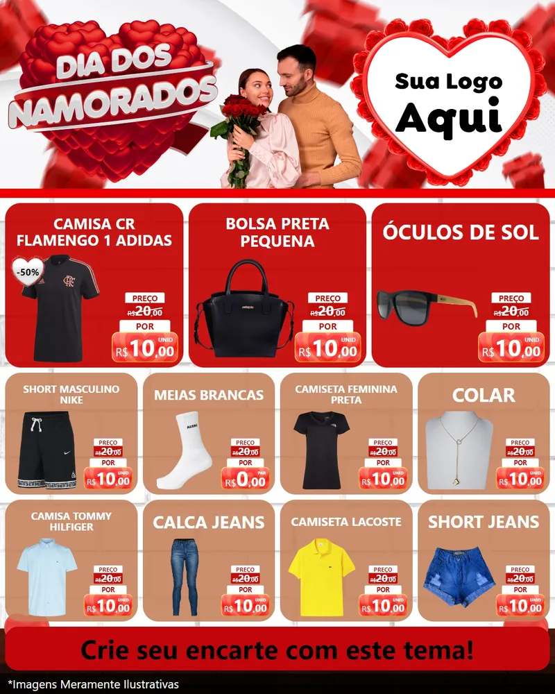 Modelo de Rede Social para Feed Instagram com o tema Dia dos Namorados para Roupas e acessórios