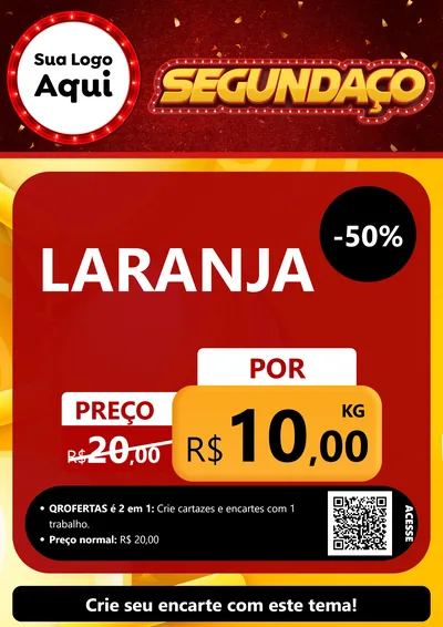 Modelo de Cartaz para Cartaz A4 Vertical com o tema Segundaço para Hortifrúti