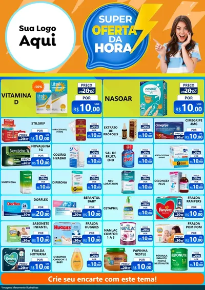 Modelo de Encarte para Encarte A4 Vertical com o tema Super Oferta da Hora para Farmácia