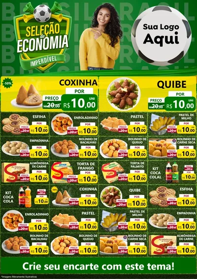 Modelo de Encarte para Encarte A4 Vertical com o tema Seleção de Economia - Copa para Salgadaria