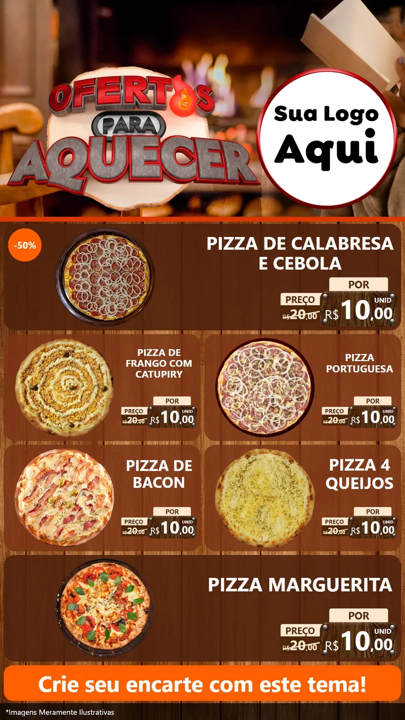 Modelo de TV para TV Vertical com o tema Ofertas Para Aquecer para Pizzaria