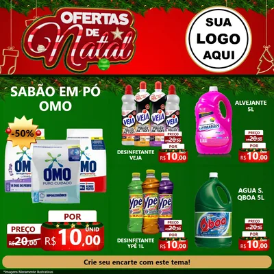 Modelo de Rede Social para Feed Facebook com o tema Ofertas de Natal para Produtos de Limpeza