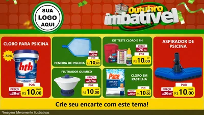 Modelo de TV para TV Horizontal com o tema Outubro Imbatível para Produtos para Piscina