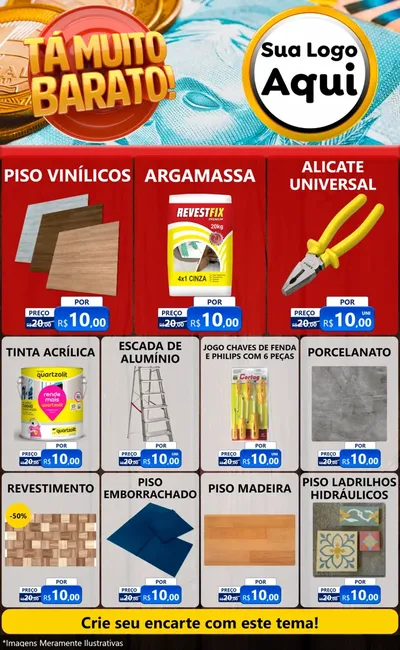 Modelo de Encarte para Encarte Grande com o tema Está Muito Barato para Material para Construção
