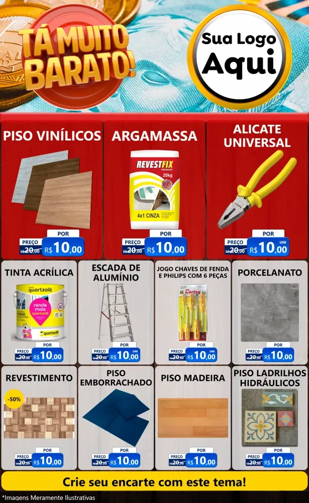 Modelo de Encarte para Encarte Grande com o tema Está Muito Barato para Material para Construção