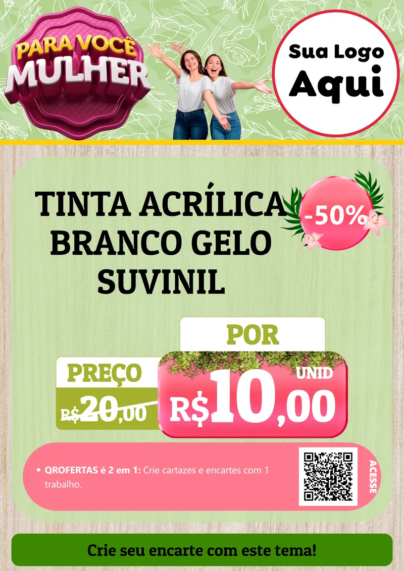 Modelo de Cartaz para Cartaz A4 Vertical com o tema Para Você Mulher para Tintas e Ferramentas