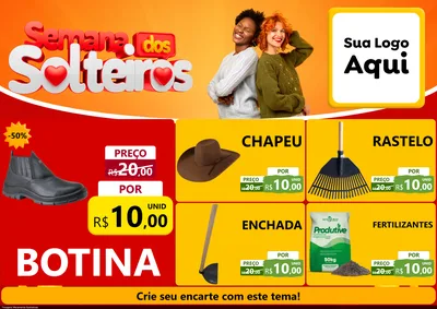 Modelo de Encarte para Encarte A4 Horizontal com o tema Semana dos Solteiros para Agropecuária