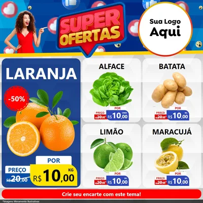Modelo de Rede Social para Feed Facebook com o tema Super Ofertas para Hortifrúti