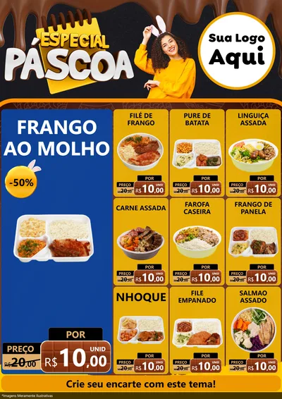 Modelo de Encarte para Encarte A4 Vertical com o tema Especial Páscoa para Restaurante