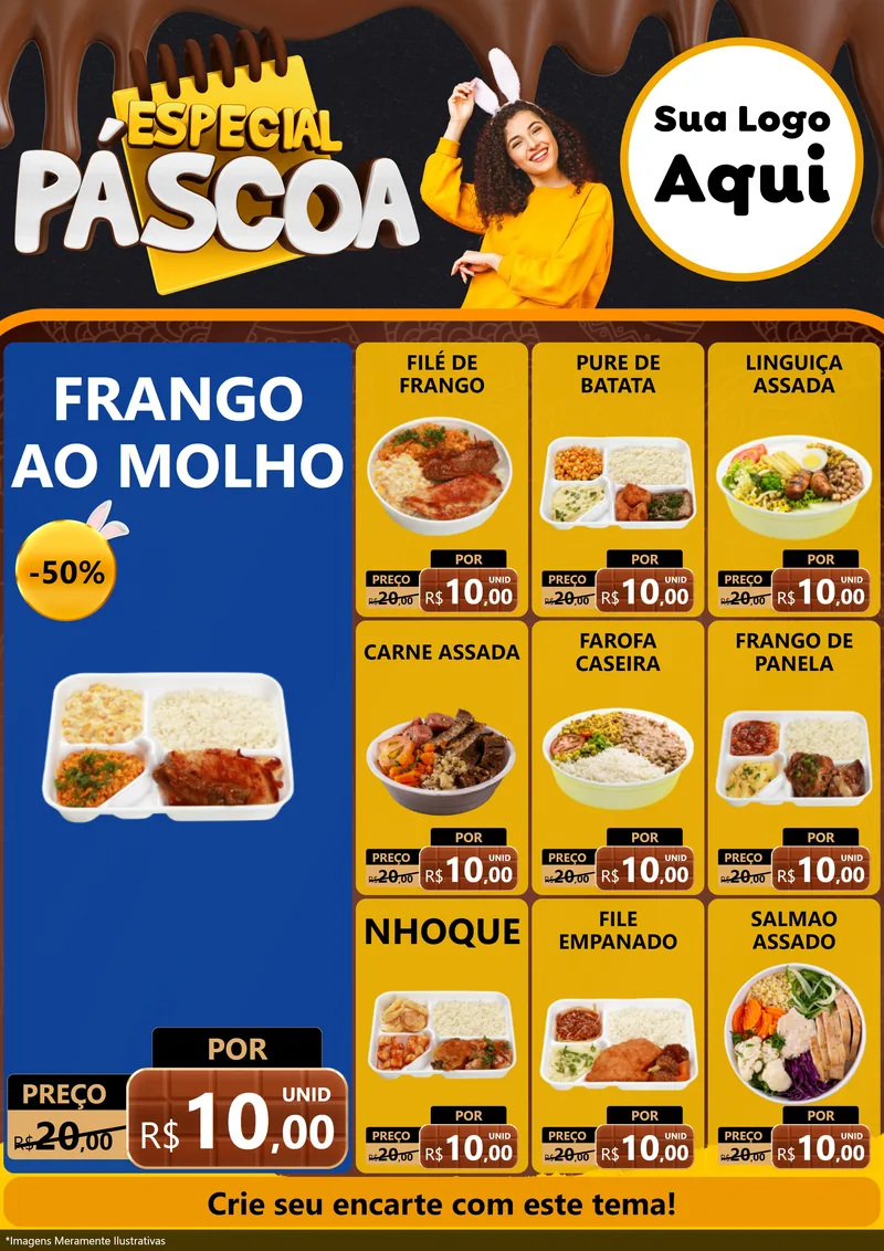 Modelo de Encarte para Encarte A4 Vertical com o tema Especial Páscoa para Restaurante