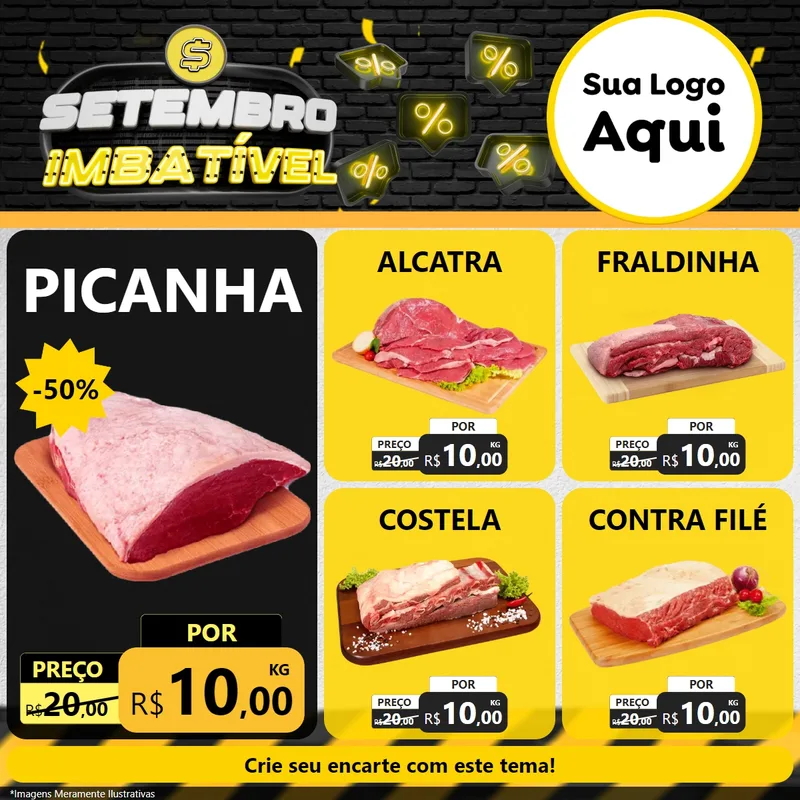 Modelo de Rede Social para Feed Facebook com o tema Setembro Imbatível para Açougue