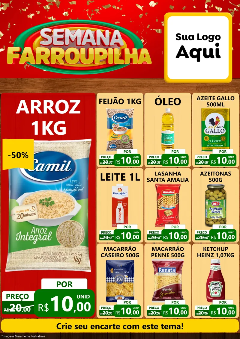 Modelo de Encarte para Encarte A4 Vertical com o tema Semana Farroupilha para Supermercado