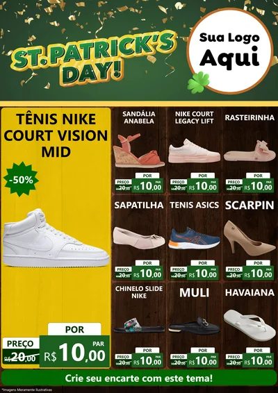 Modelo de Encarte para Encarte A4 Vertical com o tema St Patriks Day para Calçados