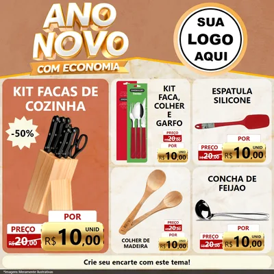 Modelo de Rede Social para Feed Facebook com o tema Ano Novo Com Economia para Utilidades Domésticas