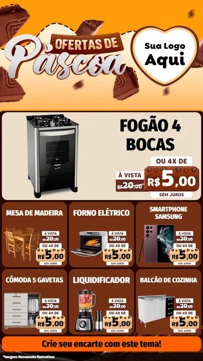 Modelo de Rede Social para Stories com o tema Ofertas de Páscoa para Móveis e Eletro