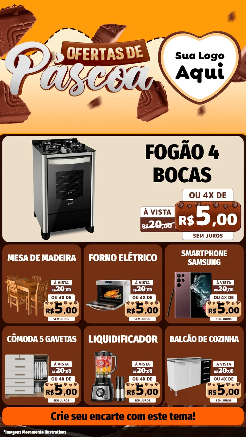 Modelo de Rede Social para Stories com o tema Ofertas de Páscoa para Móveis e Eletro