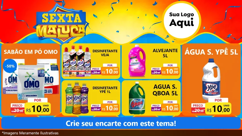 Modelo de TV para TV Horizontal com o tema Sexta Maluca para Produtos de Limpeza