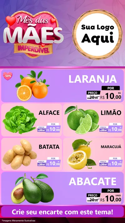Modelo de TV para TV Vertical com o tema Mês das Mães Imperdível para Hortifrúti
