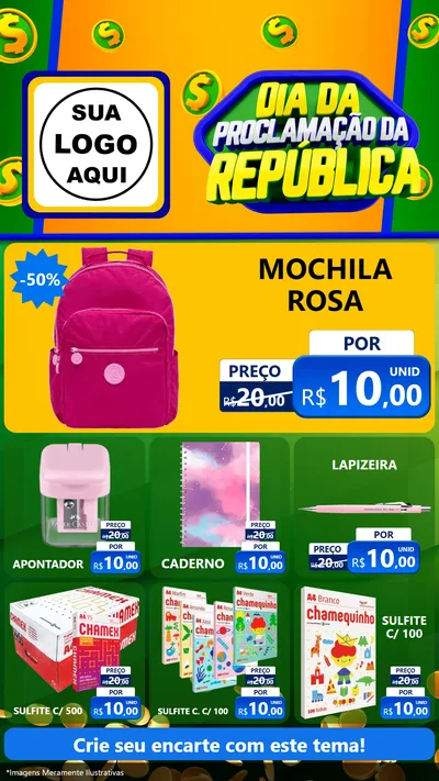 Modelo de Rede Social para Stories com o tema Dia Da Proclamação da República para Papelaria