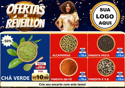Modelo de Encarte para Encarte A4 Horizontal com o tema Ofertas de Réveillon para Produtos Naturais