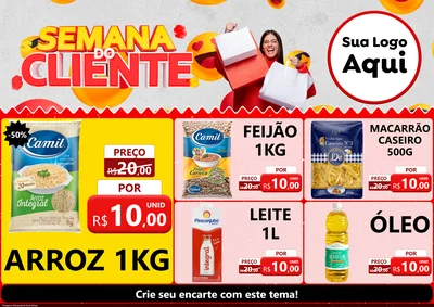 Modelo de Encarte para Encarte A4 Horizontal com o tema Semana do Cliente para Supermercado
