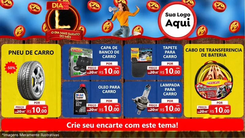 Modelo de TV para TV Horizontal com o tema Dia L - O Dia Mais Barato Do Mês para Auto peças