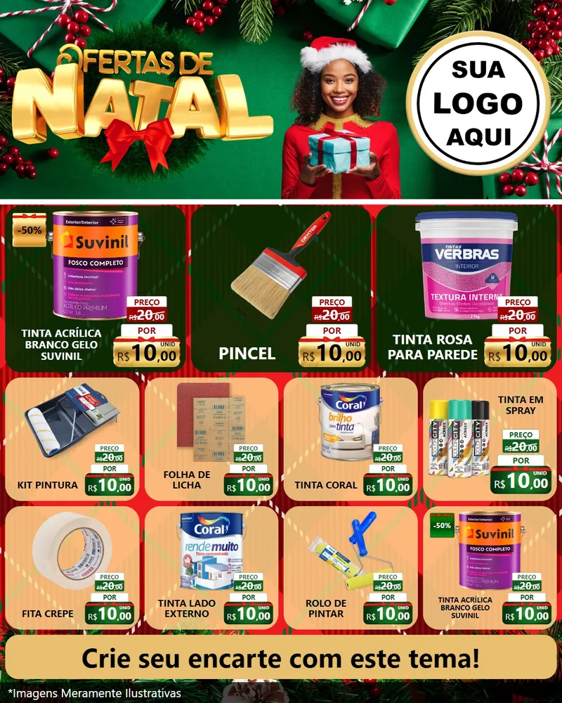 Modelo de Rede Social para Feed Instagram com o tema Ofertas de Natal para Tintas e Ferramentas