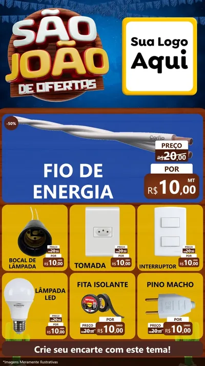 Modelo de Rede Social para Stories com o tema São João Ofertas Imbatíveis! - Junina para Materiais Elétricos