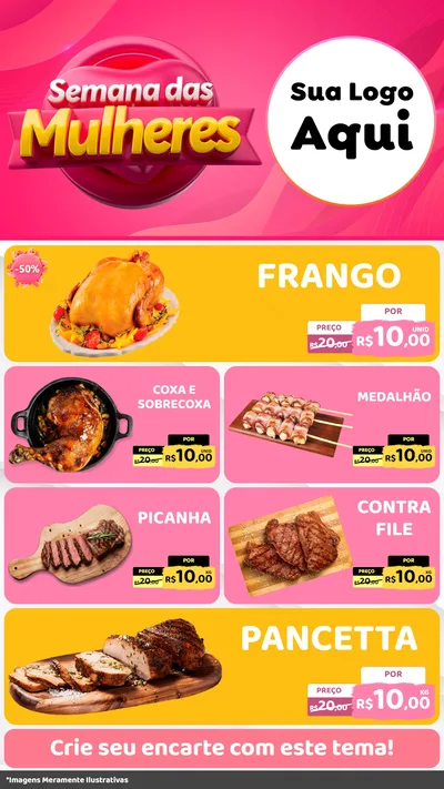 Modelo de TV para TV Vertical com o tema Semana das Mulheres para Assados