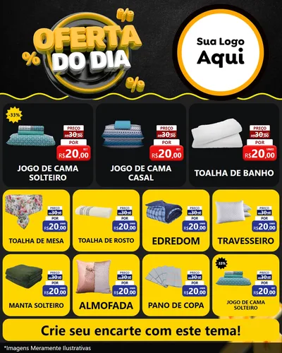 Modelo de Rede Social para Feed Instagram com o tema Oferta Do Dia para Cama, Mesa e Banho