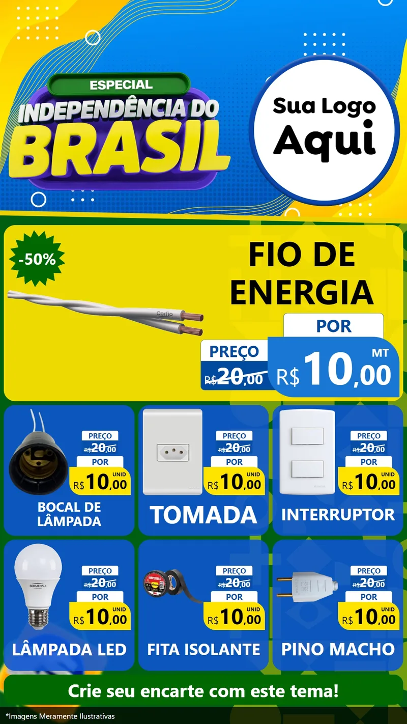 Modelo de Rede Social para Stories com o tema Especial Independência do Brasil para Materiais Elétricos