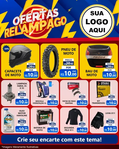 Modelo de Rede Social para Feed Instagram com o tema Ofertas Relâmpago para Moto peças