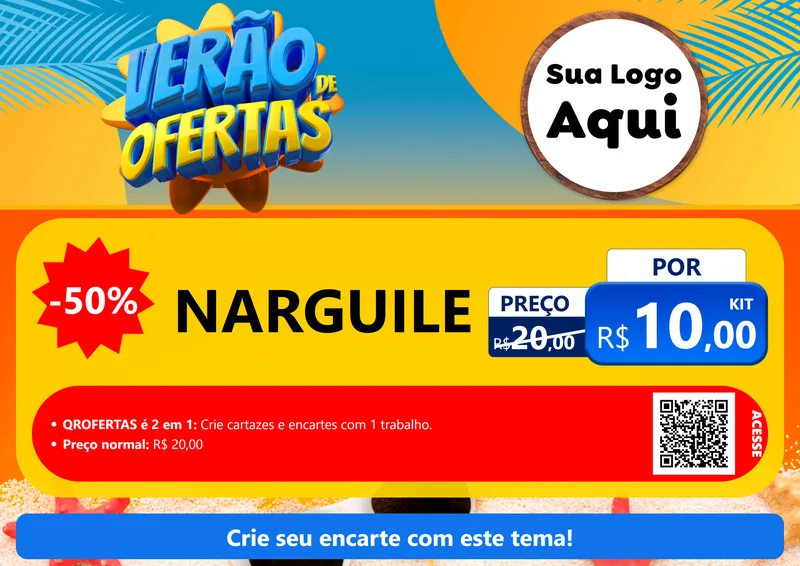 Modelo de Cartaz para Cartaz A4 Horizontal com o tema Verão de Ofertas para Tabacaria