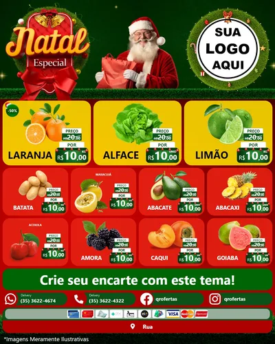 Modelo de Rede Social para Feed Instagram com o tema Natal Especial para Hortifrúti