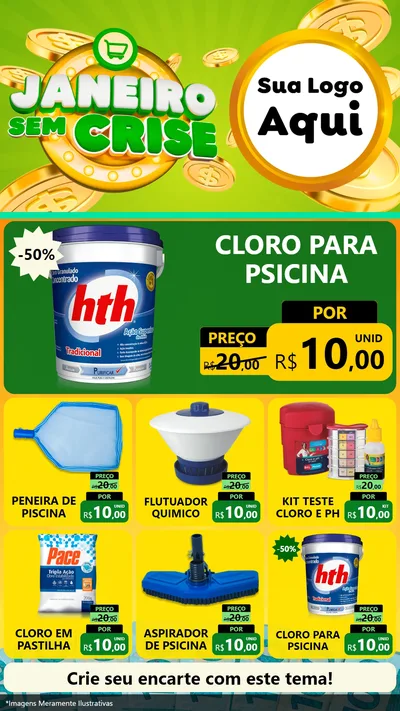 Modelo de Rede Social para Stories com o tema Janeiro Sem Crise para Produtos para Piscina