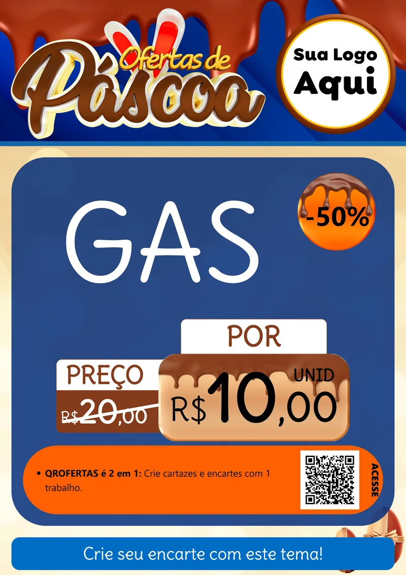 Modelo de Cartaz para Cartaz A4 Vertical com o tema Ofertas de Páscoa para Água e gás