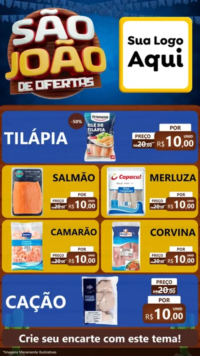 Modelo de TV para TV Vertical com o tema São João Ofertas Imbatíveis! - Junina para Peixaria