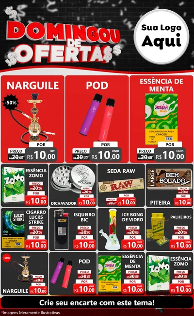 Modelo de Encarte para Encarte Grande com o tema Domingou de Ofertas para Tabacaria