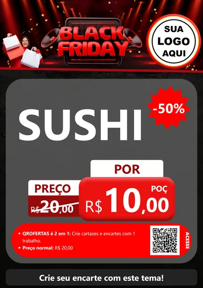 Modelo de Cartaz para Cartaz A4 Vertical com o tema Black Friday para Comida japonesa