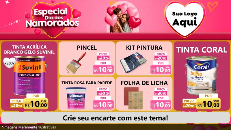 Modelo de TV para TV Horizontal com o tema Especial Dia dos Namorados para Tintas e Ferramentas