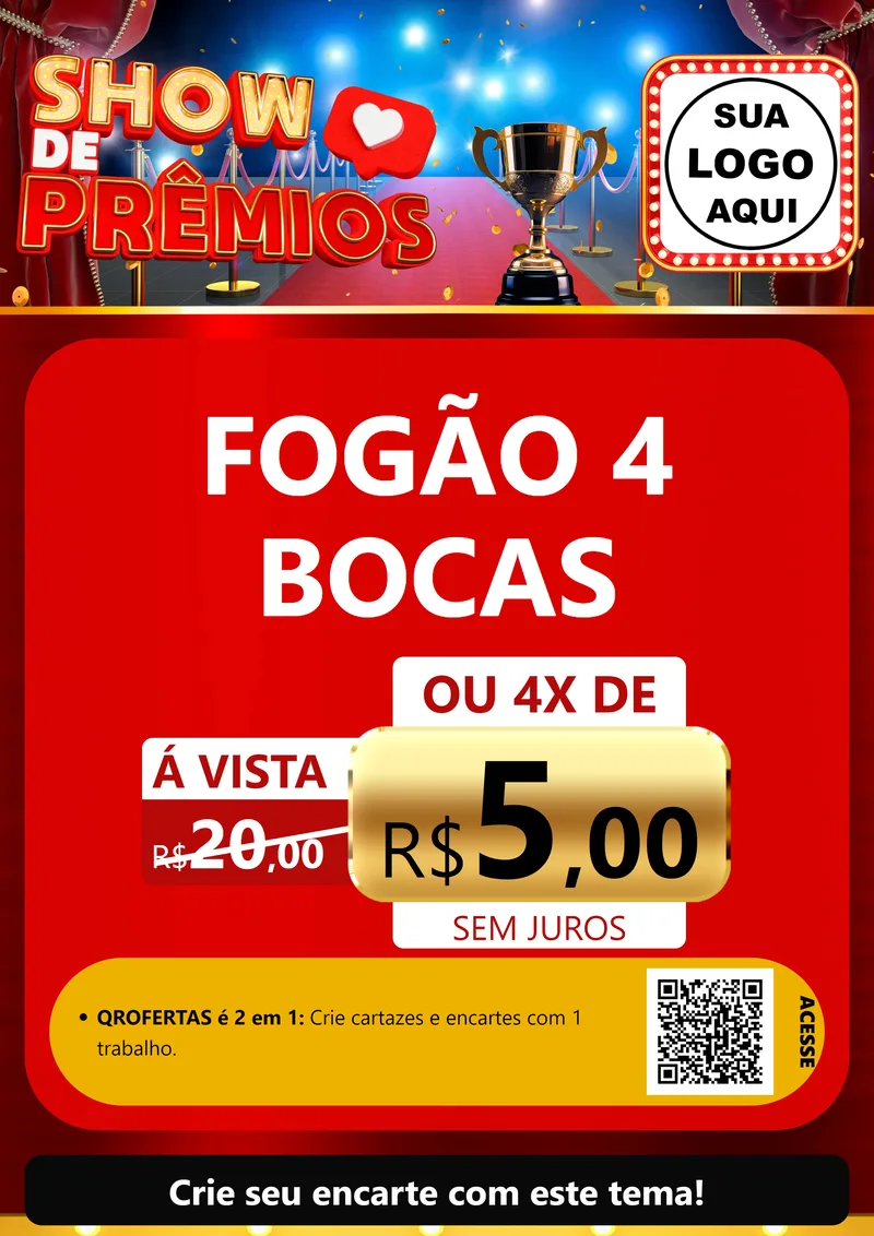 Modelo de Cartaz para Cartaz A4 Vertical com o tema Show de Prêmios para Móveis e Eletro