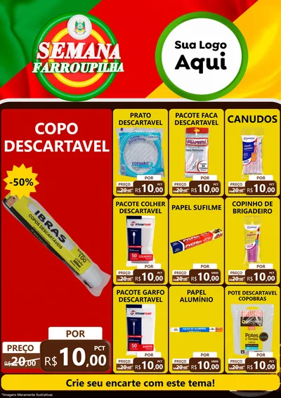 Modelo de Encarte para Encarte A4 Vertical com o tema Semana Farroupilha para Embalagens