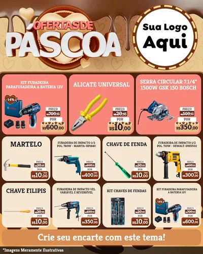 Modelo de Rede Social para Feed Instagram com o tema Ofertas de Páscoa para Maquinas e Ferramentas