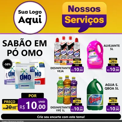 Modelo de Rede Social para Feed Facebook com o tema Nossos Serviços para Produtos de Limpeza